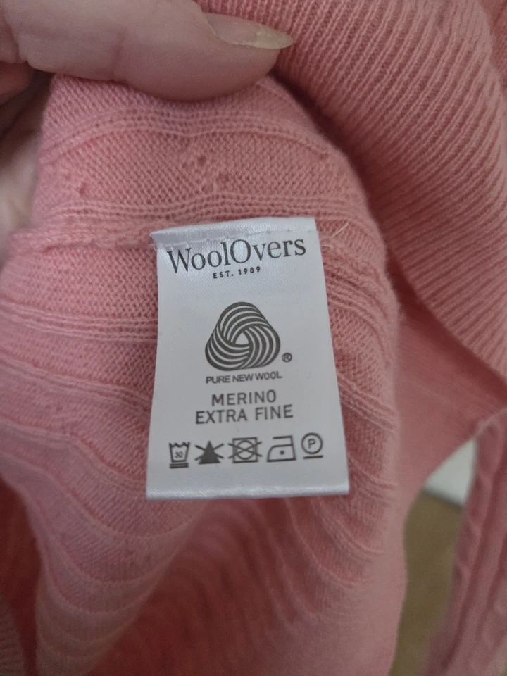 Suéter Woolovers Rosa Jersey Tejido con Cable Lana Merino Cachemira MED 10-12 Cápsula Foto 4 de 4