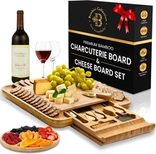 Charcuterie Board Set with Knives Bamboo Cheese Platter Wedding Gift