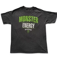 Monster Energy Drink Y2K Retro Established 2002, Grey Heather T-Shirt, Mens Sz L