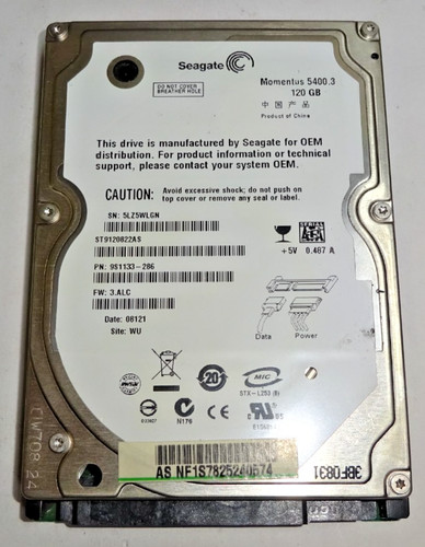 SEAGATE ***ST9120822AS*** 120 GB *** SATA HDD Notebook 2,5 Zoll #NFP1302