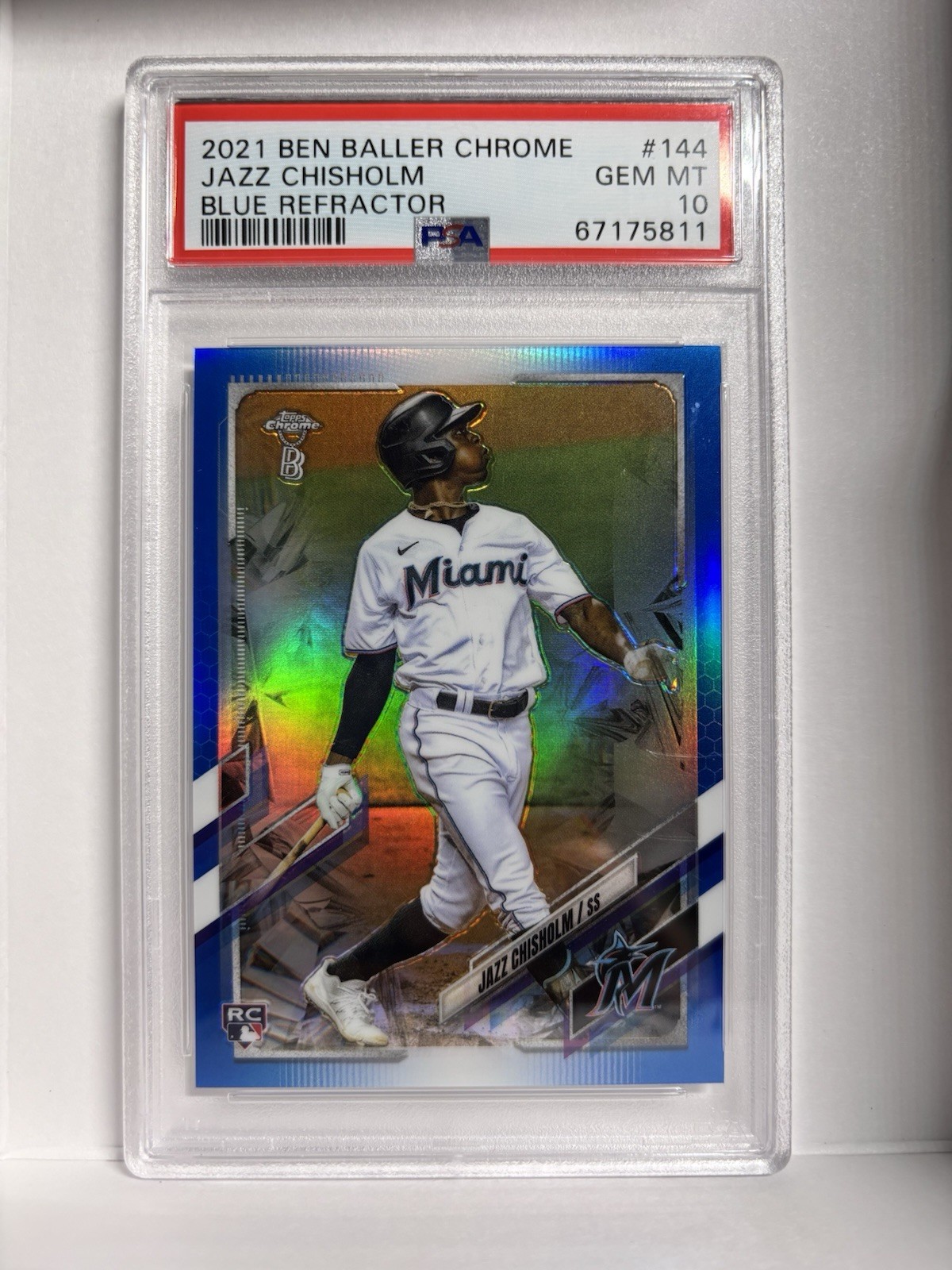 2021 TOPPS CHROME BEN BALLER BLUE REFRACTOR JAZZ CHISHOLM ROOKIE RC 11/75 PSA 10
