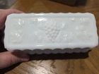 Vtg Westmoreland White Milk Glass Paneled Butter Dish W/grapes