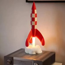 Lampe fusée spatiale lumineuse de Tintin-Impréssion 3D-Lumière Led- 37cm