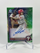 2022 Bowman Mega Box Chrome Yhoswar Garcia #BMA-YG Green Mojo Refractor Auto /99