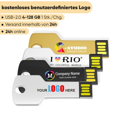 Metall USB-Flash-Laufwerk 128 GB Schlüssel Aussehen USB-Sticks Schlüsselanhänger