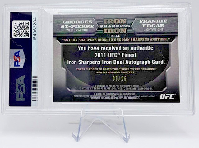 2011 Topps Finest UFC, Dual Auto, GSP & Edgar, ISI-SE, PSA 9 POP 1 NONE HIGHER view 2