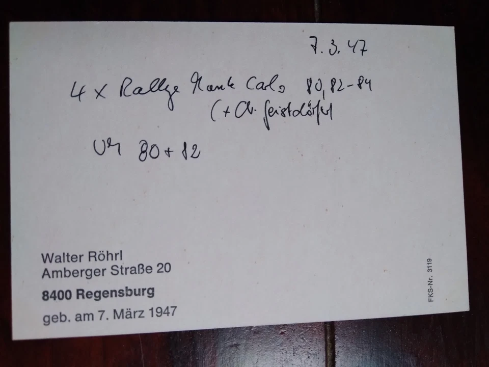 Autogrammkarte von Rallyeweltmeister Walter Röhrl handsigniert - Bild 2 von 2