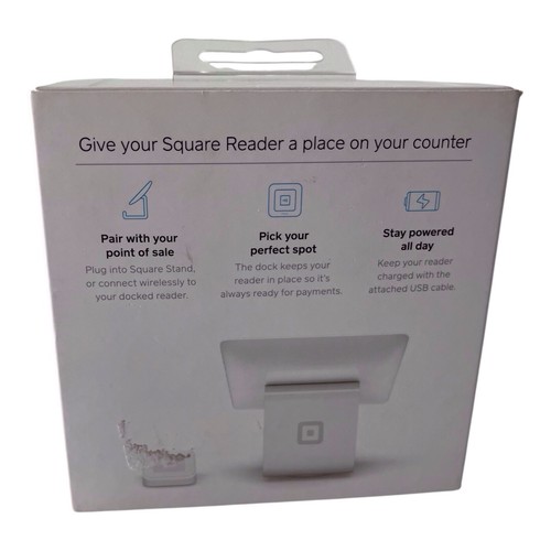 Genuine Square Dock and Base for Square Reader w USB Charging Cable White NIB - Picture 2 of 6
