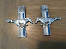 2 Oem 67-68 Ford Mustang Fender Metal Emblem Decal Vintage Red White Blue Lot