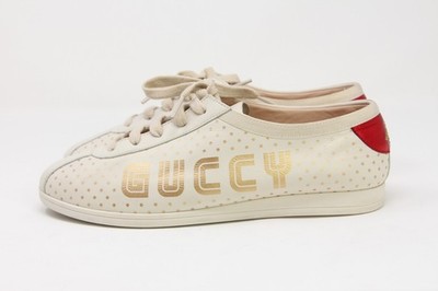 GUCCI Falacer Guccy Sega Star Women s Sneakers Size 38/US 8 in White Leather