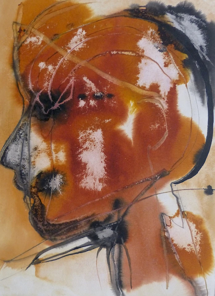 PORTRÂT original-Kunst bunte Zeichnung abstrakte Malerei Aquarell BELAUBRE - Bild 1 von 1