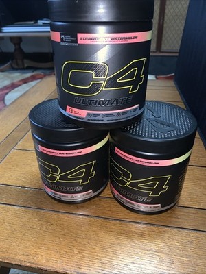 C4 Ultimate Preworkout Lot Of Three Strawberry-Watermelon 15.3 oz Exp 05/2027