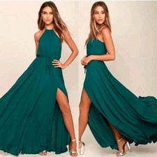 Lulus Women's Green Maxi Bridesmaid Dress. Size M Forest Fairy Whimsical 