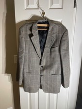 Hickey Freeman 42R Canterbury Houndstooth Silk Wool Blazer Jacket Sport Coat