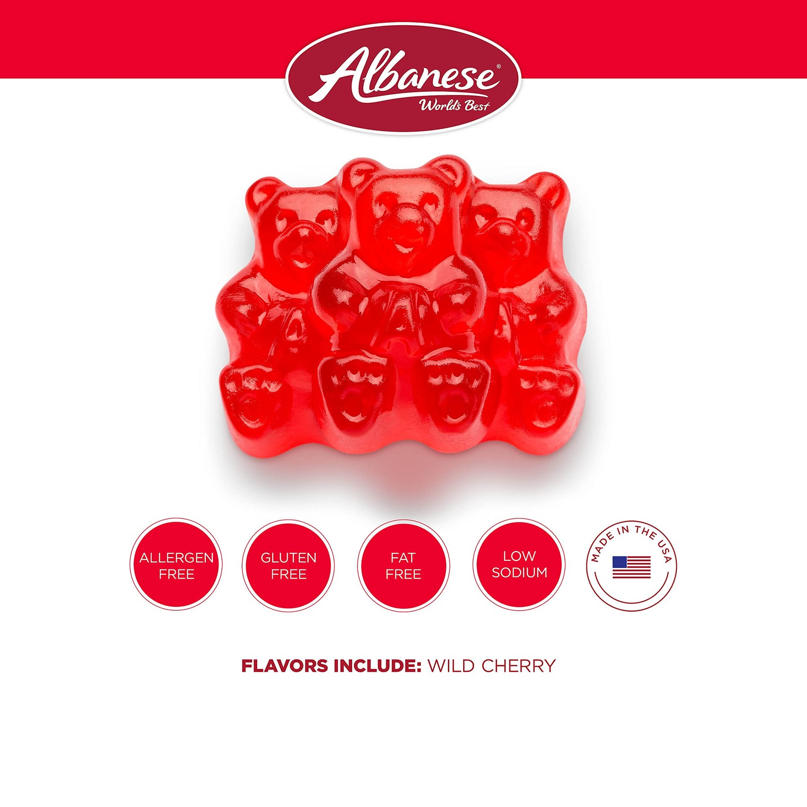 Albanese Candy, Wild Cherry Gummi Bears, 5-pound Bag