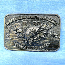 Bass Anglers Sportsman Society Member Belt Buckle Fishing Vtg 80s TGABC .XTT326