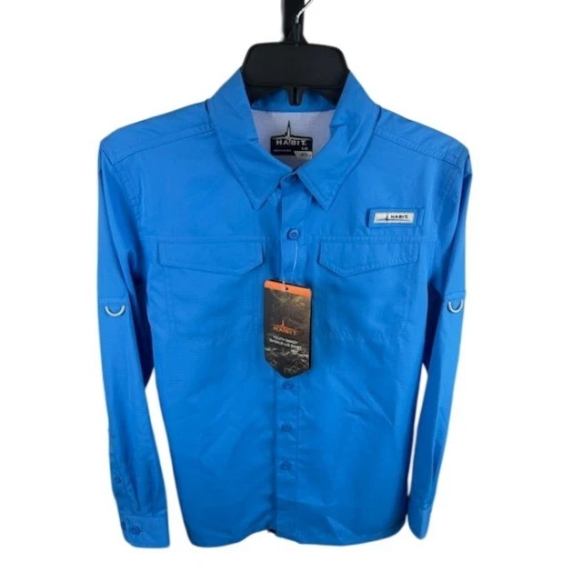 Habit Solar Factor Fishing Shirt UPF 40+ Long Sleeve Button Down Size L