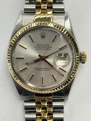 Rolex Datejust Steel & 18k Gold Silver Dial 36mm Automatic Watch 16013