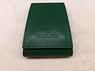Rolex Reiseetui Travel Pouch Grün Leder Uhrenbox Transportetui Luxus