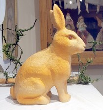 Old Paper Mache Easter Bunny, Large Brown Drake Process Cardboard Rabbit, Easter