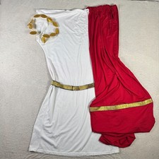 Unbranded Roman Toga Costume Mens L White Red Good Ancient Greek Halloween Set