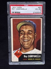 ROY CAMPANELLA BROOKLYN DODGERS 1953 TOPPS BASEBALL CARD #27 GRADED VG-EX PSA 4