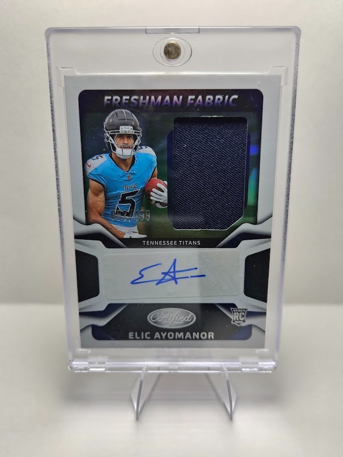 2025 Panini Certified Elic Ayomanor Freshman Fabric Rookie Patch Auto /499