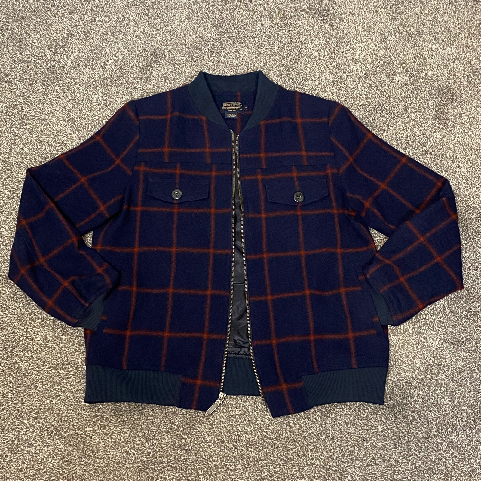 Pendleton Women’s Wool Bomber Jacket Medium Blue … - image 3