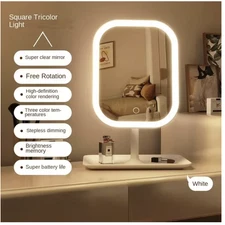 LED Makeup Vanity Mirror 3 Dimmable Light Touch Screen Desktop Mirror 2 Colors