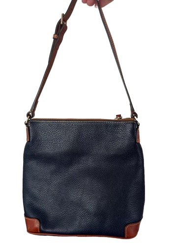 Dooney and Bourke Pebble Leather Small Zip Crossbody Bag - Navy - Picture 2 of 3