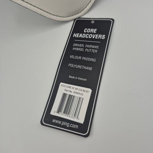 PING Core Driver Head Cover Unisex White/Black Golf Club Embroidered Logo Retro - Picture 3 of 7