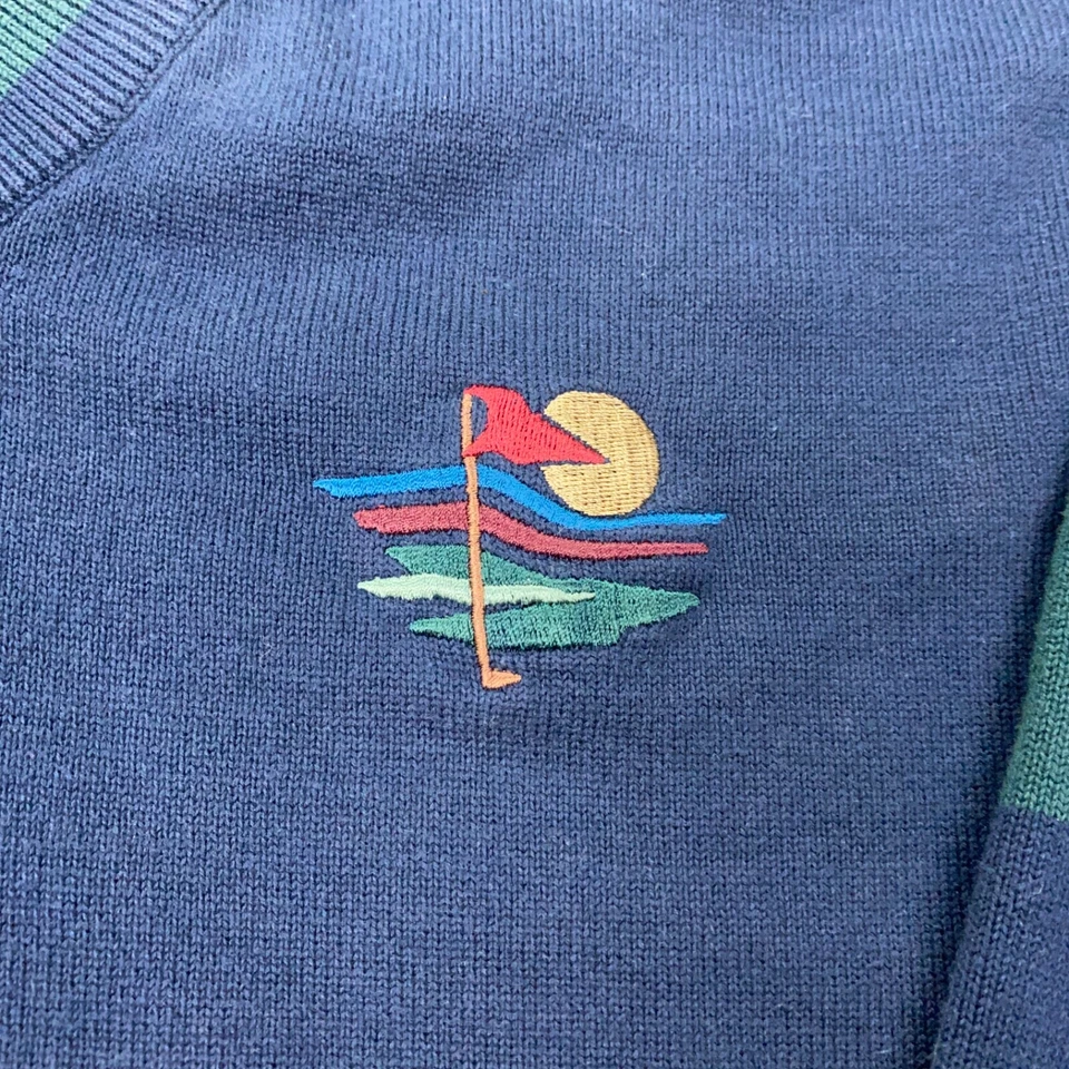 Винтажный хлопок трейдеров Sport свитер мужской большой гольф пэчворк 90-х Colorblock - Изображение 2 из 4