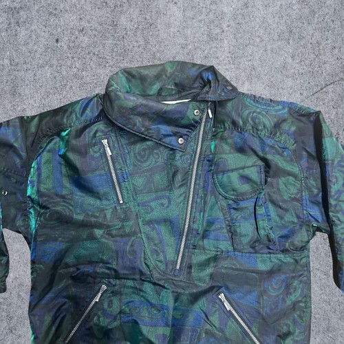 NILS Vtg. Blue Ski Jacket Size 8 Womens Pockets Shiny Metallic 80s 90s Pullover - Picture 7 of 7