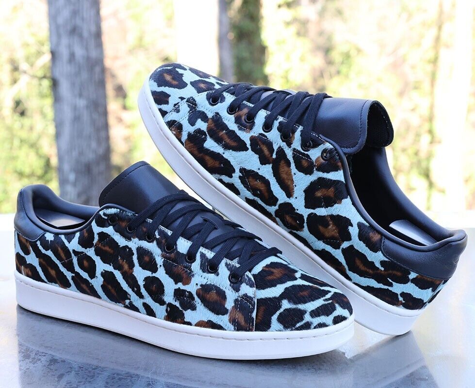 Adidas Stan Smith Men's Size 14 Blue Leopard Print Custom Adidas Stan Smith Men's Size 14 Blue Leopard Print Custom