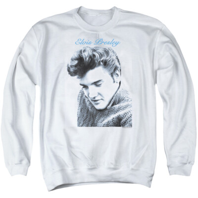 Elvis Presley Script Sweater Crewneck Sweatshirt Licensed Music King Rock White