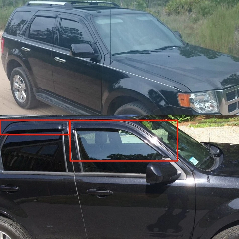 Fit 2001-2012 Ford Escape Acrylic Window Visors Sun Vent Rain Guard Shade Smoked - Image 3 of 4