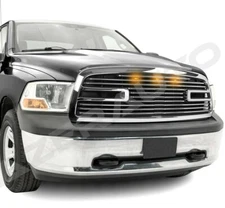 Big Horn+Amber LED Chrome Packaged Grille+Grille Shell for 09-12 Dodge Ram 1500 