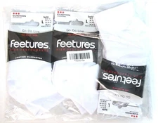3 Pairs Feetures High Performance Socks Cushion Quarter Tab White Large