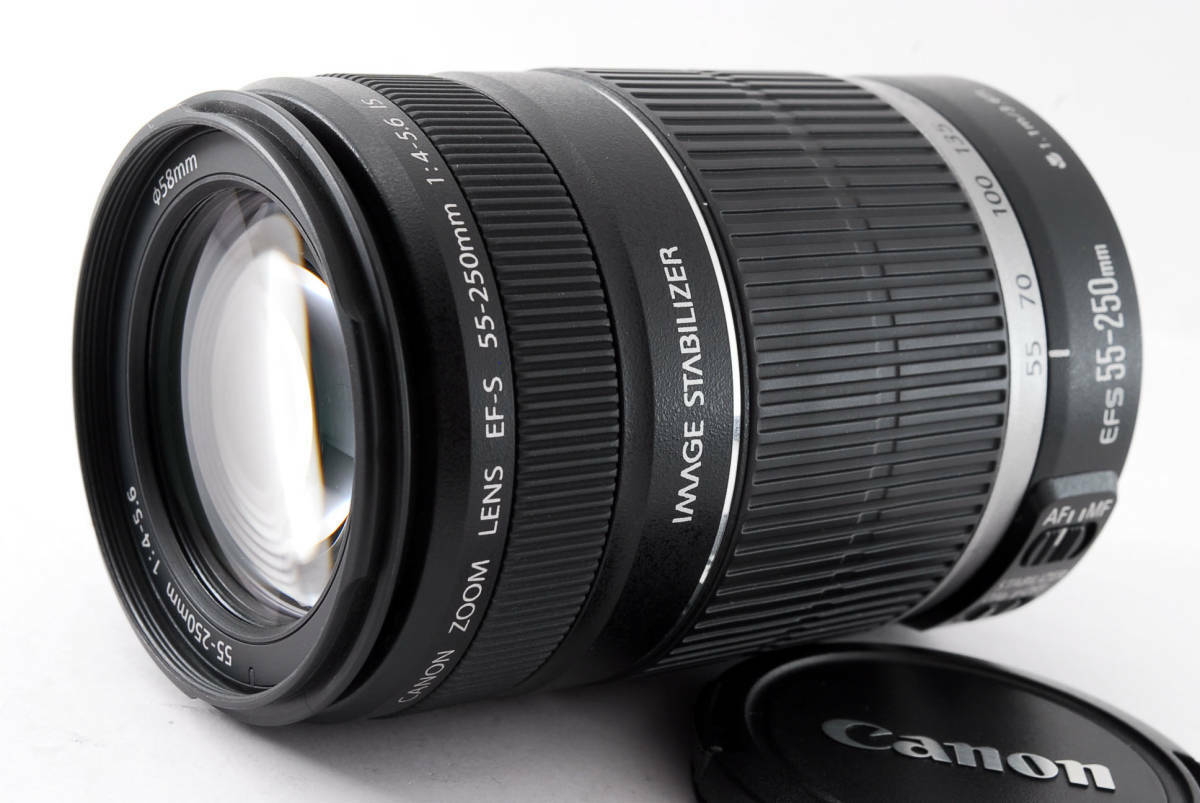 Canon Zoom Lens EF-S 55-250mm F/4-5.6 IS with original box Near