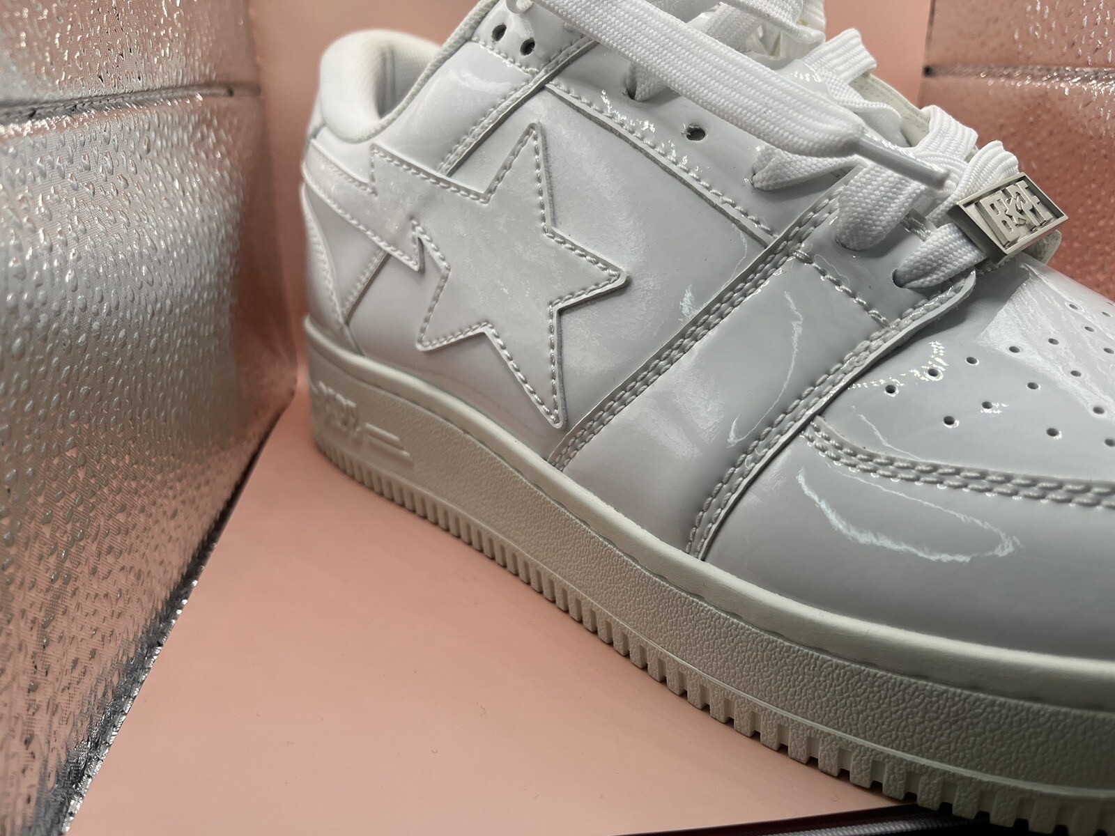 Size 9 - A Bathing Ape Bapesta White Patent Leath… - image 4