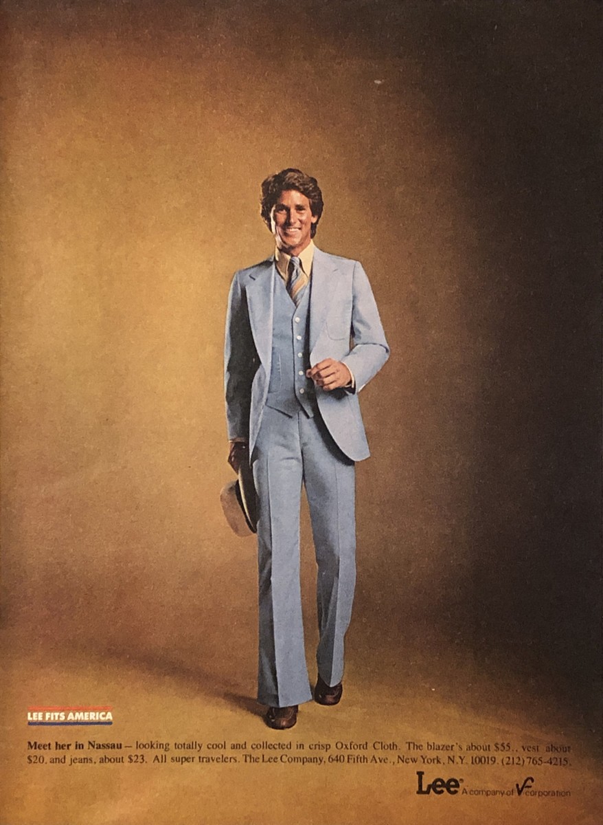 1978 Lee Jeans Nassau Oxford Cloth Suit PRINT AD Lee Fits America