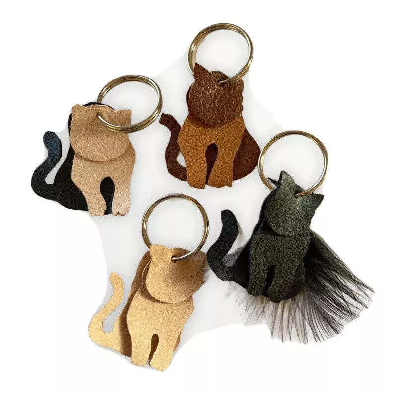 Leather cat best sale keychain