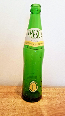 Fresca Green Glass 10 oz Citrus Soda Bottle Coca Cola Co Vintage