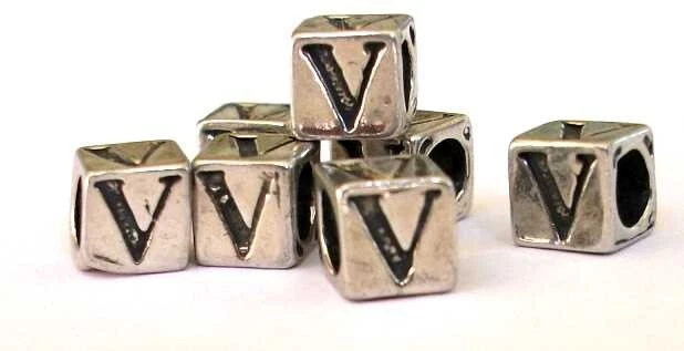 Sterling Silver 5.5mm Large Hole Alphabet / Letter Beads - Image 3 of 4