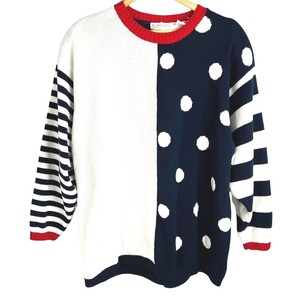 Elizabeth By Liz Claiborne Para Mujer Azul Marino, Rojo \u0026 Blanco Manga  Larga Suéter. Talla 3 | eBay