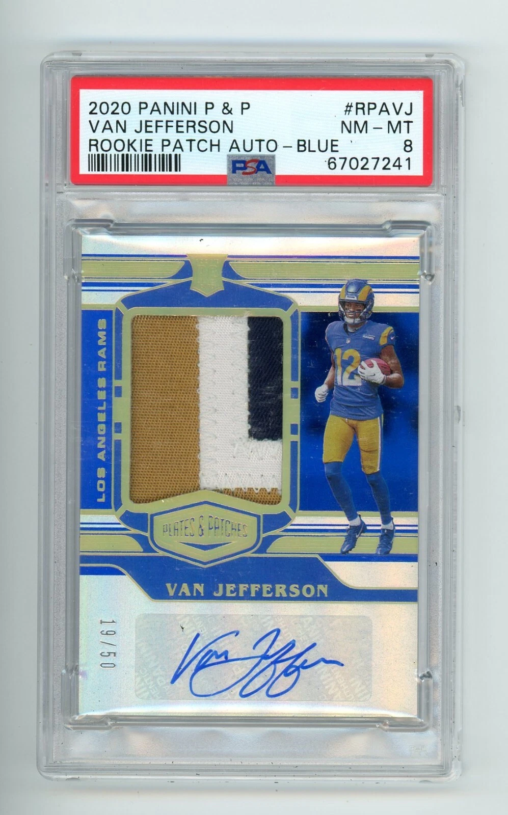 Van Jefferson Panini Plates & Patches Rookie Patch Autographs #RPAVJ Blue