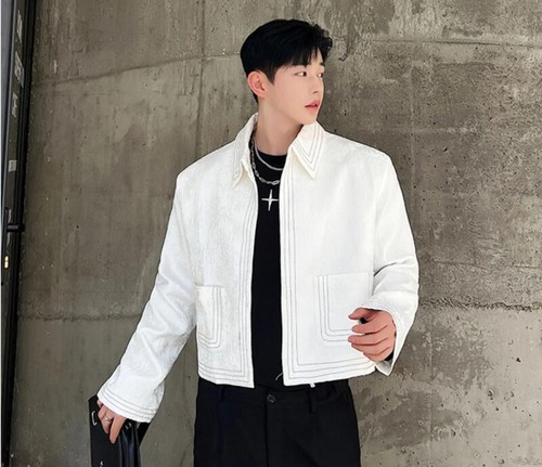 Men's Autumn Fashion Lapel Long Sleeve Loose Jackets Youth Causal Short Coats - Bild 11 von 15