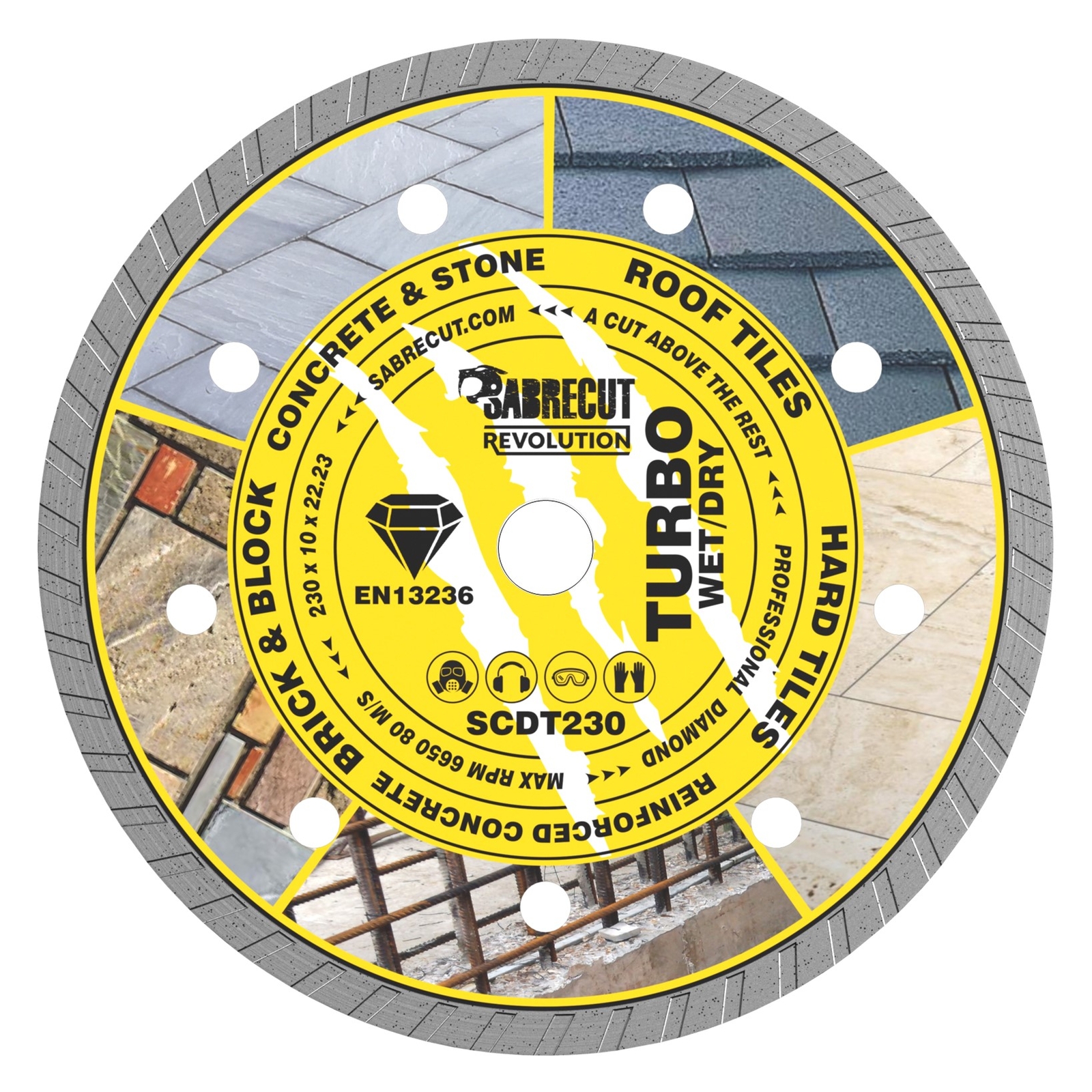 SabreCut 230mm Professional Turbo Cutting Disc Diamond Blade for Angle Grinders