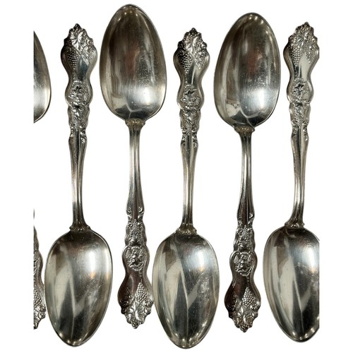 Antique International MOSELLE Silverplate Vintage Grape 12 Place Table Spoons 8" - Picture 10 of 13