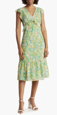 green midi sun dress A-Line Mint Green Floral Midi Cottagecore Corset Dress Mint Green / Medium